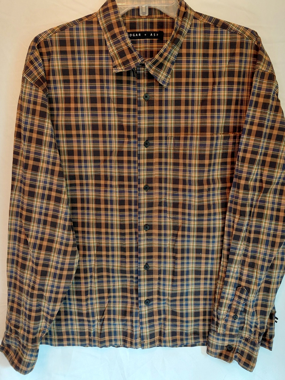 EDGAR + ASH Men's Brown Plaid Button-Down Shirt #2641